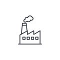 Simple line illustration of a factory with a zigzag roof pattern and a prominent Royalty Free Stock Photo