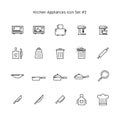Simple line kitchen appliances icon set. household illustration collection