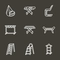 Simple line laundry furniture icons