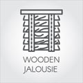 Simple line logo of wooden jalousie. Label for home and office interior design concept