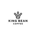 Simple line outline king coffee bean and crown modern logo Design