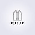 Simple line pillar build logo vector illustration design