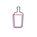 Simple line shape of liquor bottle. One contour figure of a bottle, the second drink. Outline symbol whisky dark color. Sign Royalty Free Stock Photo