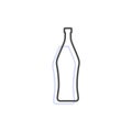 Simple line shape of vermouth bottle. One contour figure of a bottle, the second drink. Outline symbol wine light color. Sign