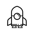Simple Line Space Rocket Launch Vector Icon Royalty Free Stock Photo