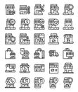 Simple line store shop icons Royalty Free Stock Photo