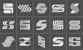 Simple line stripe abstract letter S logo icon design set