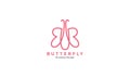 simple line unique cute butterfly shape logo symbol icon vector graphic design illustration Royalty Free Stock Photo