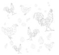 Simple line vector polygone art of chicken pattern Royalty Free Stock Photo