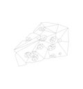 Simple line vector polygone art of piece of cheese Royalty Free Stock Photo