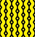 Simple Abstract Yellow Black Wave Shape Horizontal Seamless Pattern | Etpa Series Royalty Free Stock Photo