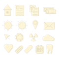 Simple line, yellow web icons set, vector illustration Royalty Free Stock Photo