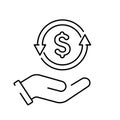 A simple linear cashback or money back icon Royalty Free Stock Photo