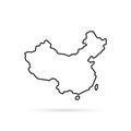 Simple linear china map icon