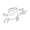 Simple Linear Horse Icon. Folk Mare