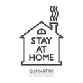 Simple linear icon, gray outline, house with a window, with a chimney and smoke. Royalty Free Stock Photo