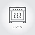 Simple linear icon of oven. Cooking equipment graphic label. Vector illustration