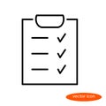 A simple linear image of the checklist, a flat line icon for the web site