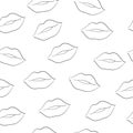Simple linear lips conture seamless pattern Royalty Free Stock Photo