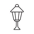 simple linear vector image drawing icon garden lantern chandelier lighting isolated black on white background