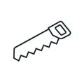 simple linear image drawing icon saw construction tool isolated black on white background
