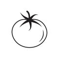 simple linear image drawing icon tomato isolated black on white background