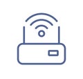 Simple lineart icon of router with good solid wifi signal. Wireless internet connection sign. Modem and wi-fi pictogram Royalty Free Stock Photo