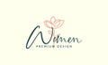 Simple lines flower women feminine logo vector symbol icon illustration design