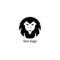 Simple lion logo black and white circle. vector design