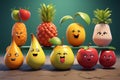 Simple and lively cartoon fruit characters come together in this series Royalty Free Stock Photo