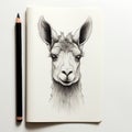 Simple Llama Portrait In Pencil: Grzegorz Domaradzki Style Royalty Free Stock Photo