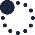 Simple loading icon with dark circles rotating clockwise, forming a round progress bar on a white background