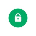 Simple lock icon on green circle background.