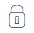 Simple lock icon in line art style. Closed padlock with keyhole. Security, secure code, private safe access or password