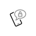 Simple Locks Related Vector Line Icons. Mobile messaging protection. Vector illustration Royalty Free Stock Photo
