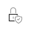 Simple Locks Related Vector Line Icons. Shield and security. Vector illustration Royalty Free Stock Photo