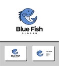 simple logo design template of blue fish