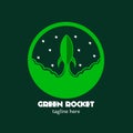 simple logo, green rocket theme.