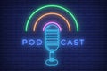 Simple logo neon podcast onair trendy