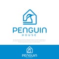 Simple logo penguin house vector illustration