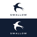 Simple logo template design silhouette of a martin martlet swallow flying hovering