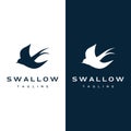 Simple logo template design silhouette of a martin martlet swallow flying hovering