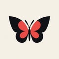 a simple  logoof a white tribal butterfly design on a black background Royalty Free Stock Photo