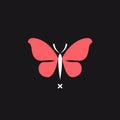 a simple  logoof a white tribal butterfly design on a black background Royalty Free Stock Photo