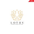 Simple logotype template for premium business. Lotus sign. Abstract flower design. Line creative symbol