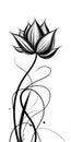 Simple Lotus Flower Doodle on White Background for Invitations and Posters.