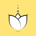 Simple Lotus flower icon with lines and dots, black and white. Vector design for spa, yoga, business, relax EPS 10