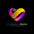 Simple love care logo template, medical logos