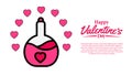 Simple love formula with flask icon filled line pink color illustration for valentine`s day greeting card template