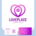 Simple love hear place logo or pin navigation icon template designs